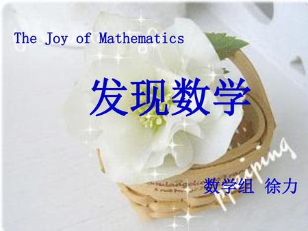 The Joy of Mathematics 发现数学 数学组 徐力.
