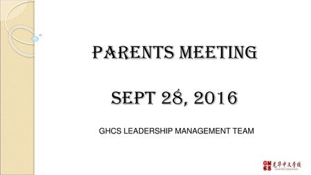 Parents Meeting​ ​ Sept 28, 2016