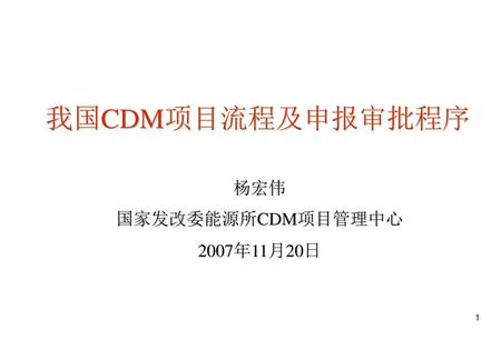 我国CDM项目流程及申报审批程序 杨宏伟 国家发改委能源所CDM项目管理中心 2007年11月20日.