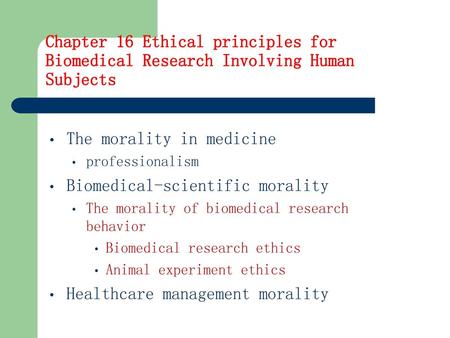 The morality in medicine Biomedical-scientific morality