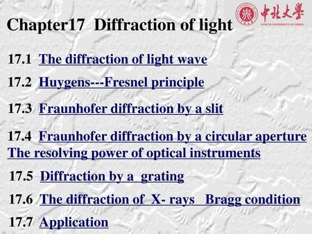 Chapter17 Diffraction of light