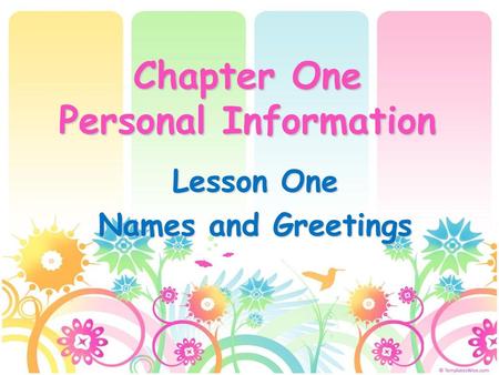 Chapter One Personal Information