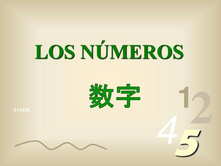 LOS NÚMEROS 数字 1 2 4 013456… 5.