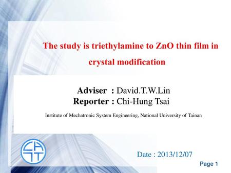 The study is triethylamine to ZnO thin film in crystal modification