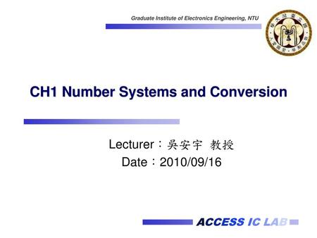 CH1 Number Systems and Conversion