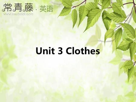 Unit 3 Clothes.