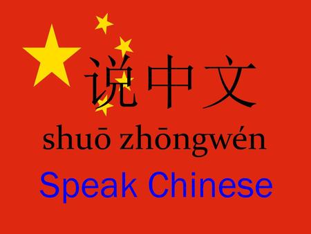 说中文 shuō zhōngwén Speak Chinese.