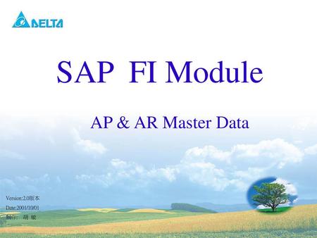SAP FI Module AP & AR Master Data Version:2.0版本 Date:2001/10/01