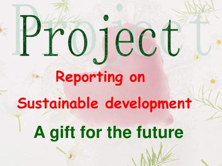 Reporting on Sustainable development A gift for the future