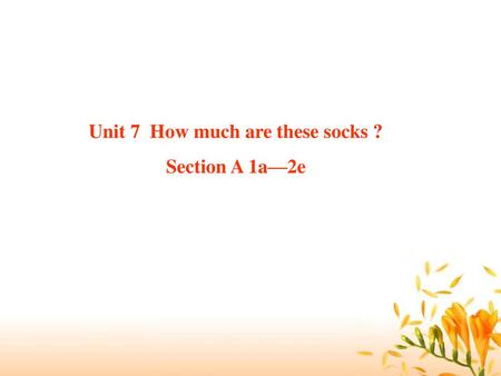 Unit 7 How much are these socks ?