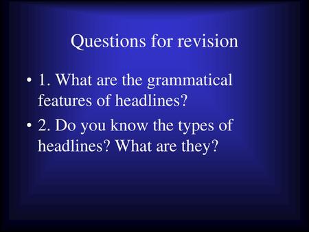 Questions for revision