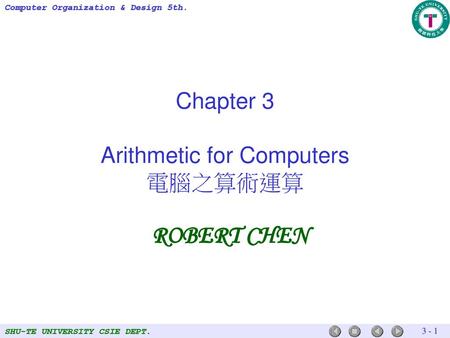 Arithmetic for Computers