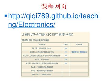 课程网页 http://qiqi789.github.io/teaching/Electronics/