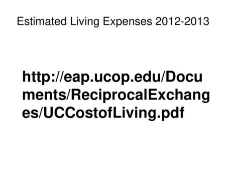 Estimated Living Expenses