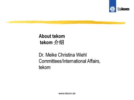 Dr. Meike Christina Wiehl Committees/International Affairs, tekom