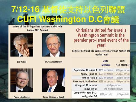 7/12-16 基督徒支持以色列聯盟CUFI Washington D.C會議