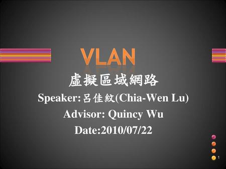 虛擬區域網路 Speaker:呂佳紋(Chia-Wen Lu) Advisor: Quincy Wu Date:2010/07/22