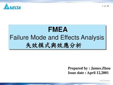 Failure Mode and Effects Analysis 失效模式與效應分析