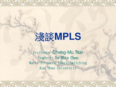淺談MPLS Professor Cheng-Mu Tsai Student Yu-Shin Chen