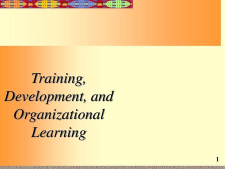 Training, Development, and Organizational Learning