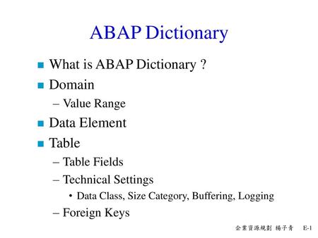 ABAP Dictionary What is ABAP Dictionary ? Domain Data Element Table
