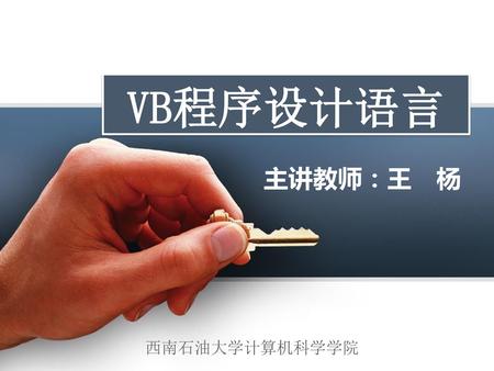 VB程序设计语言 主讲教师：王　杨.