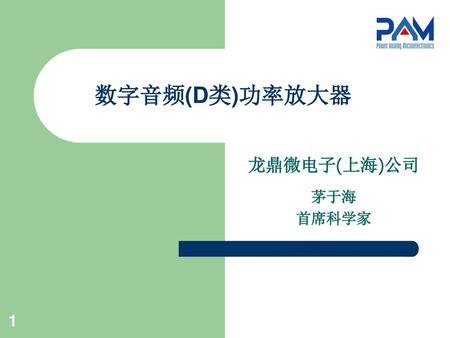 数字音频(D类)功率放大器 龙鼎微电子(上海)公司 茅于海 首席科学家.