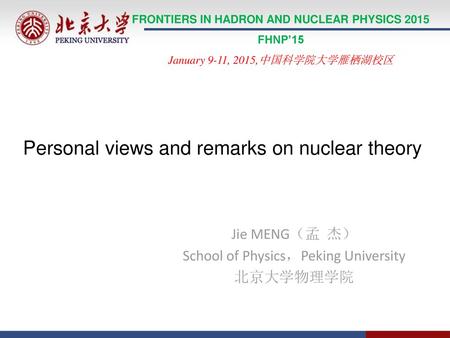 FRONTIERS IN HADRON AND NUCLEAR PHYSICS 2015