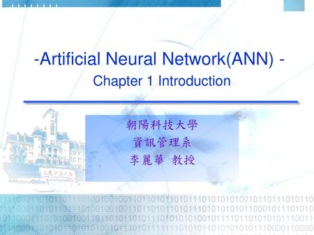 -Artificial Neural Network(ANN) - Chapter 1 Introduction