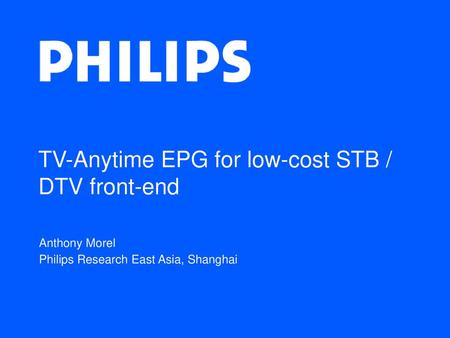 TV-Anytime EPG for low-cost STB / DTV front-end