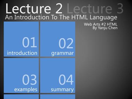 Lecture 2 Lecture An Introduction To The HTML Language