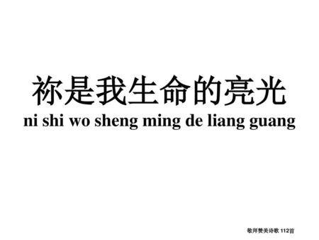 祢是我生命的亮光 ni shi wo sheng ming de liang guang