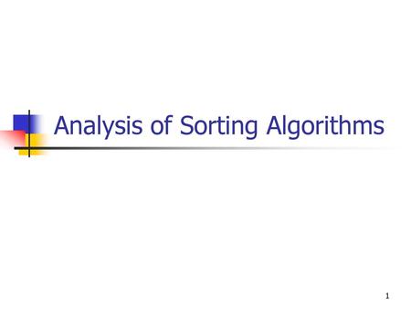 Analysis of Sorting Algorithms