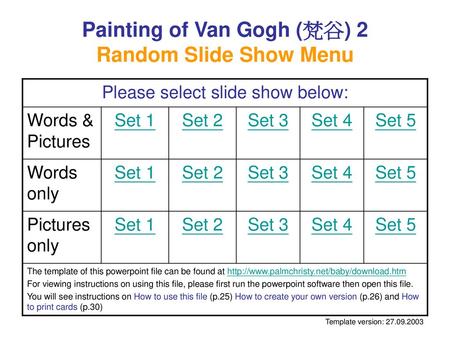 Painting of Van Gogh (梵谷) 2 Random Slide Show Menu