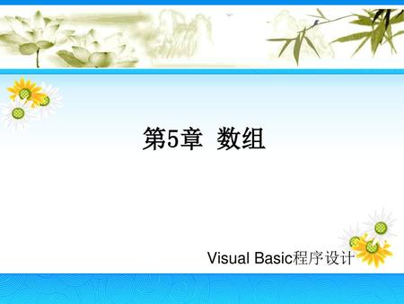 第5章 数组 Visual Basic程序设计.