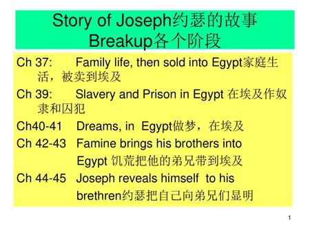 Story of Joseph约瑟的故事 Breakup各个阶段