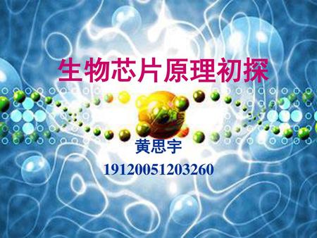 生物芯片原理初探 黄思宇 19120051203260 生物芯片原理初探 HSY.
