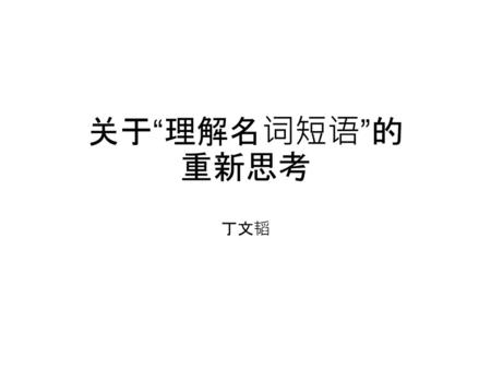 关于“理解名词短语”的 重新思考 丁文韬.