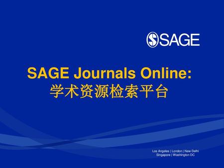 SAGE Journals Online: 学术资源检索平台