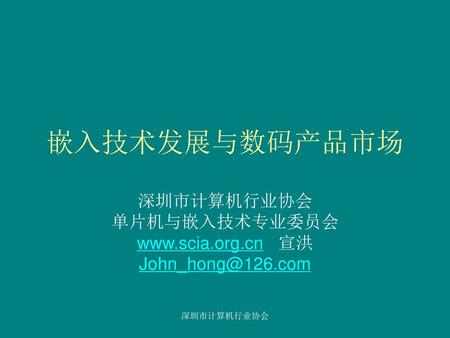 深圳市计算机行业协会 单片机与嵌入技术专业委员会   宣洪
