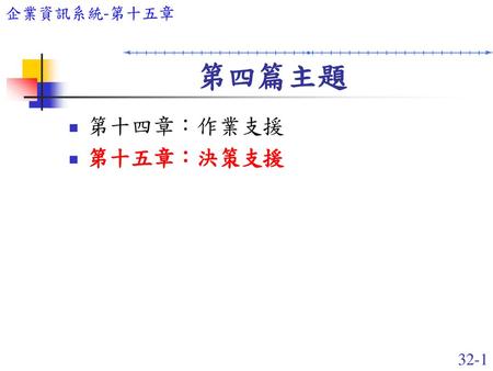 第四篇主題 第十四章：作業支援 第十五章：決策支援.