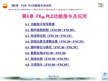 第6章 FX2N PLC功能指令及应用 6.1 功能指令使用要素 6.2 程序流程控制（FNC00～FNC09）
