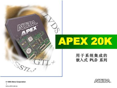 APEX 20K 用于系统集成的嵌入式 PLD 系列 © 1998 Altera Corporation 1