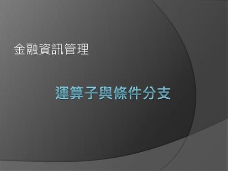 金融資訊管理 運算子與條件分支.