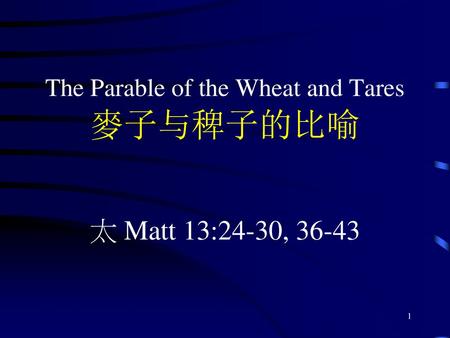 The Parable of the Wheat and Tares 麥子与稗子的比喻
