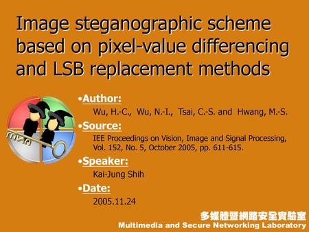 Author: Wu, H.-C.,  Wu, N.-I.,  Tsai, C.-S. and  Hwang, M.-S. Source: