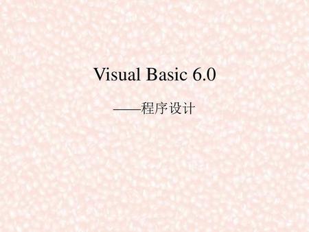 Visual Basic 6.0 ——程序设计.