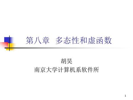 第八章 多态性和虚函数 胡昊 南京大学计算机系软件所.