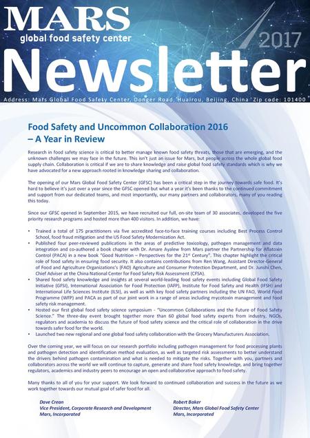 Food Safety and Uncommon Collaboration 2016 – A Year in Review
