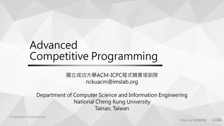 Advanced Competitive Programming